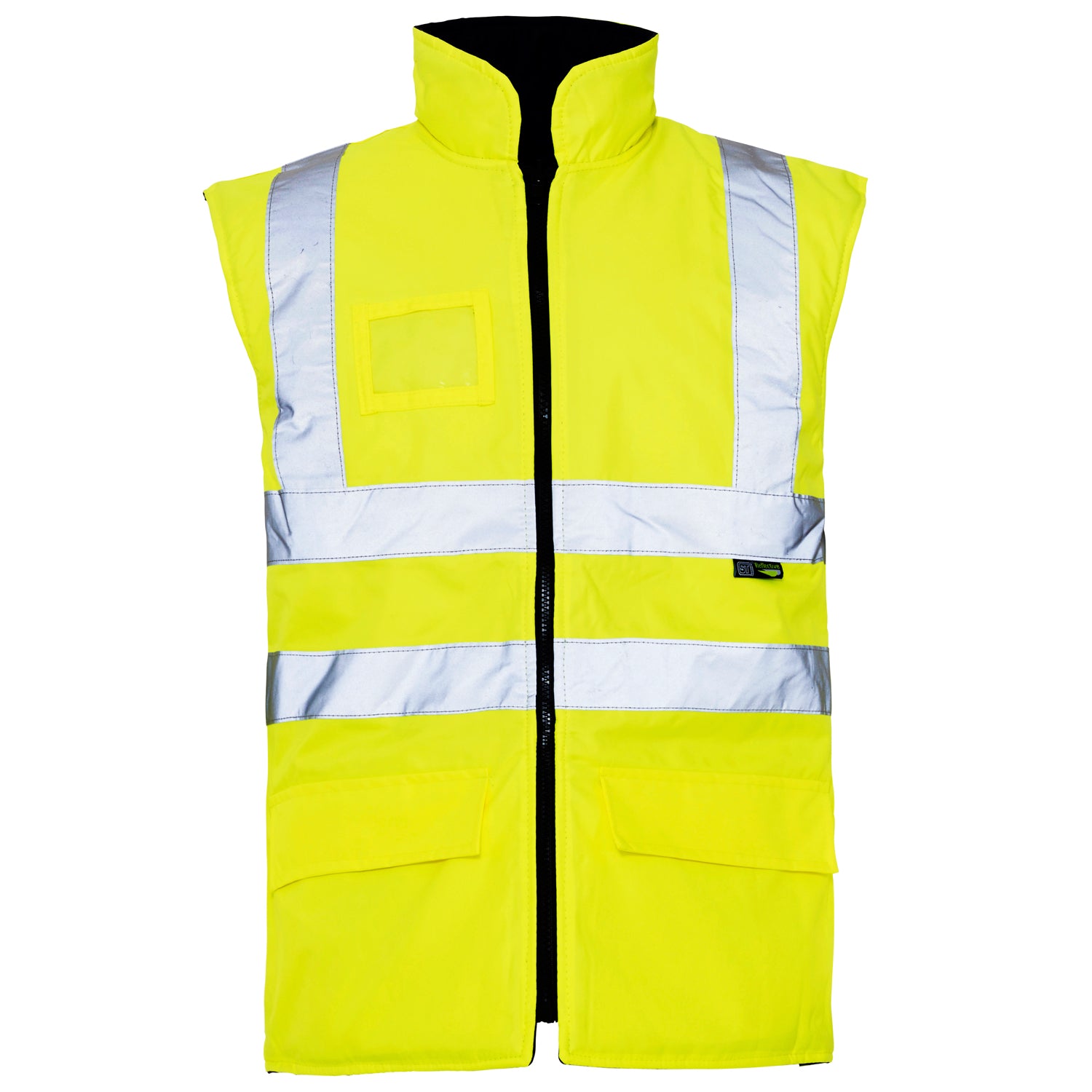 Hi Vis Yellow Interactive Reversible Twill Lined Bodywarmer