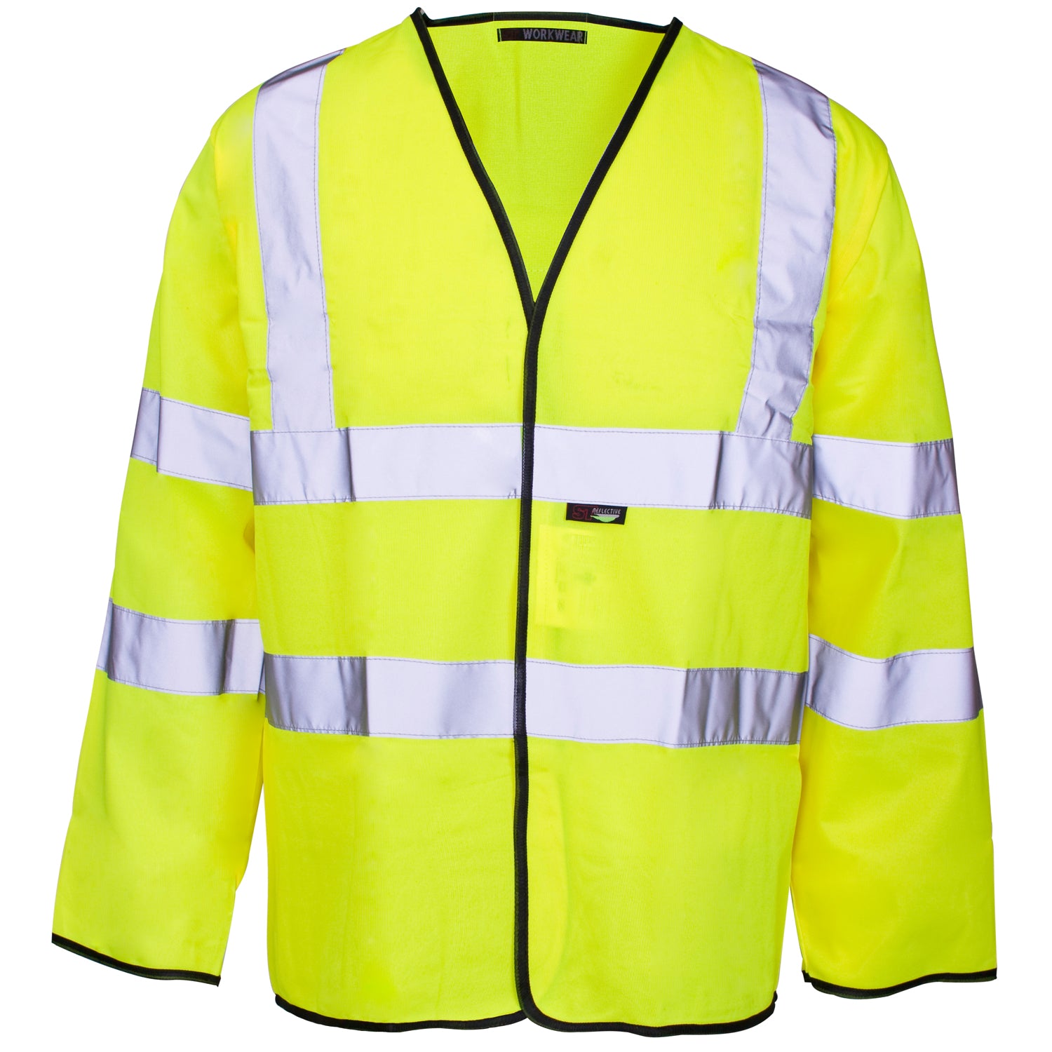 Hi Vis Long Sleeve Vest - Yellow With Black Binding - Class 3 - Velcro