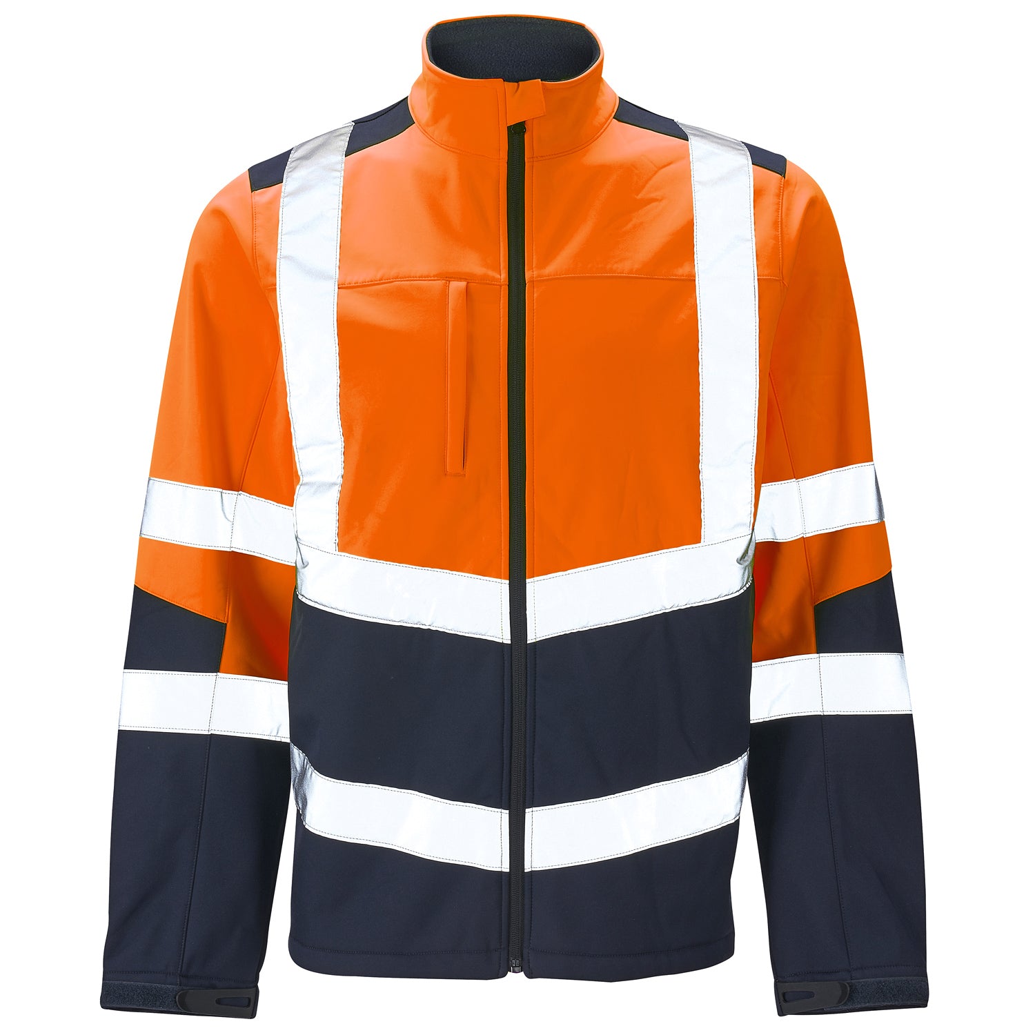 Hi Vis Two Tone Soft Shell Jacket - Orange/ Navy - Shower Resistant