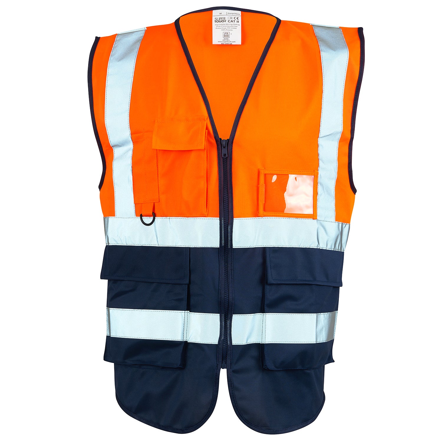 Hi Vis Executive Vest - Two Tone Orange/ Navy - Class 1