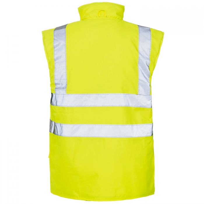 Hi Vis Yellow Interactive Reversible Twill Lined Bodywarmer
