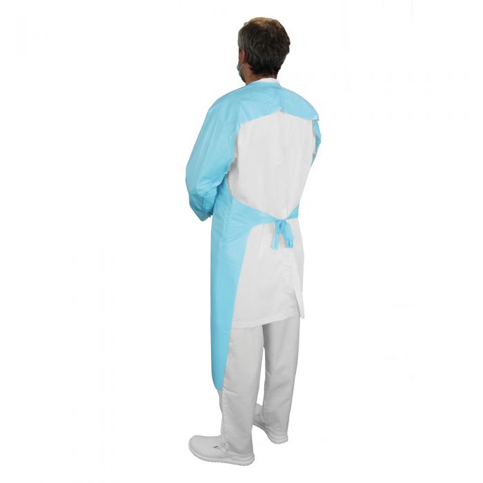 CPE GOWN WITH SLEEVES AND THUMB LOOP - BLUE - CASE OF 200