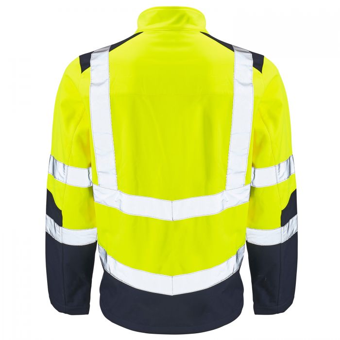 Hi Vis Two Tone Soft Shell Jacket - Yellow/ Navy - Shower Resistant