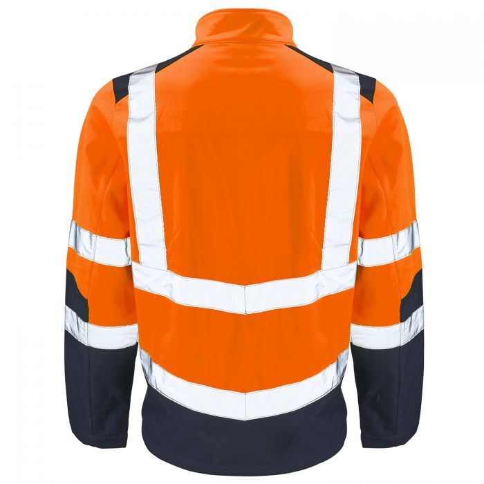 Hi Vis Two Tone Soft Shell Jacket - Orange/ Navy - Shower Resistant