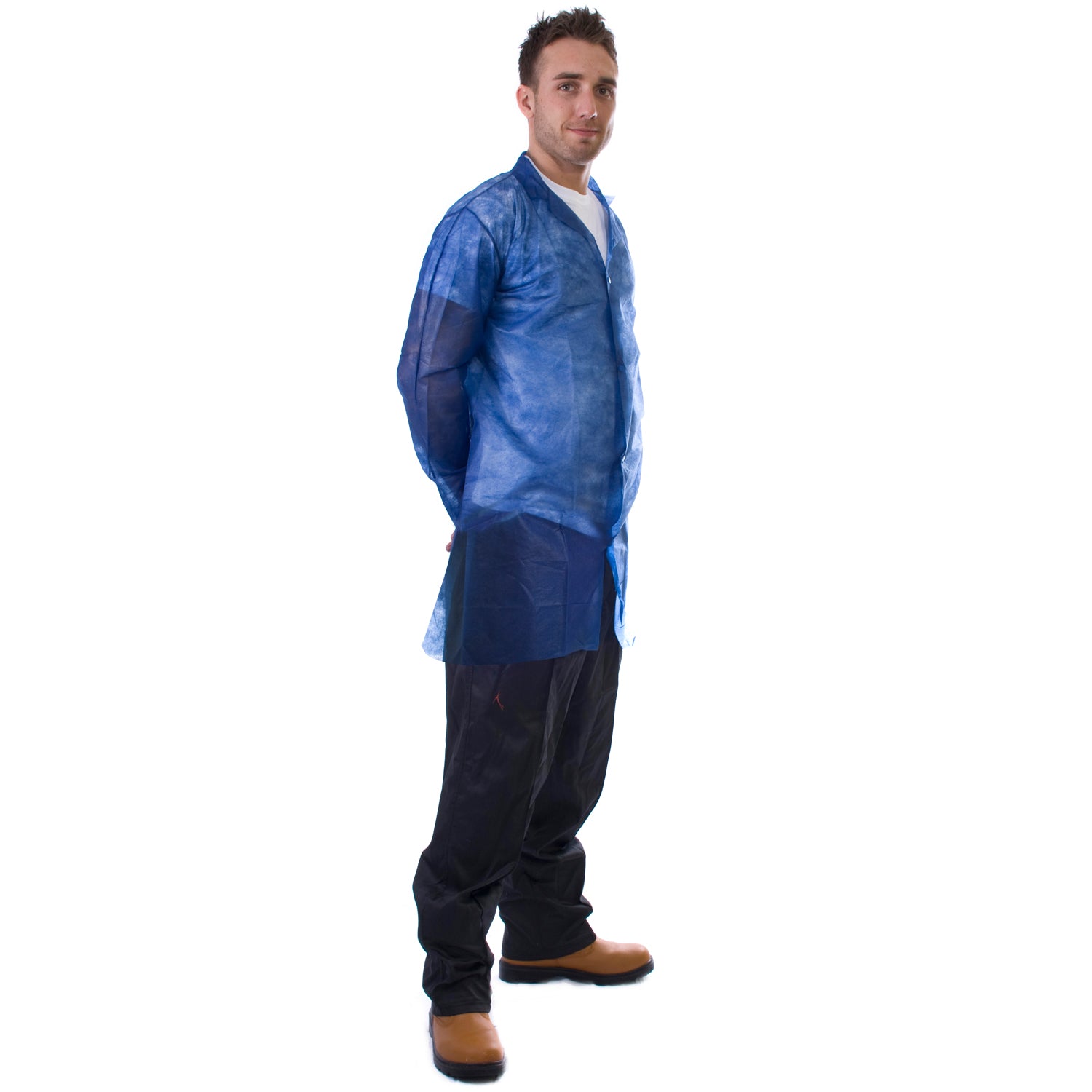 Non Woven Visitor Coats With Popper Fastening - 50 Pieces