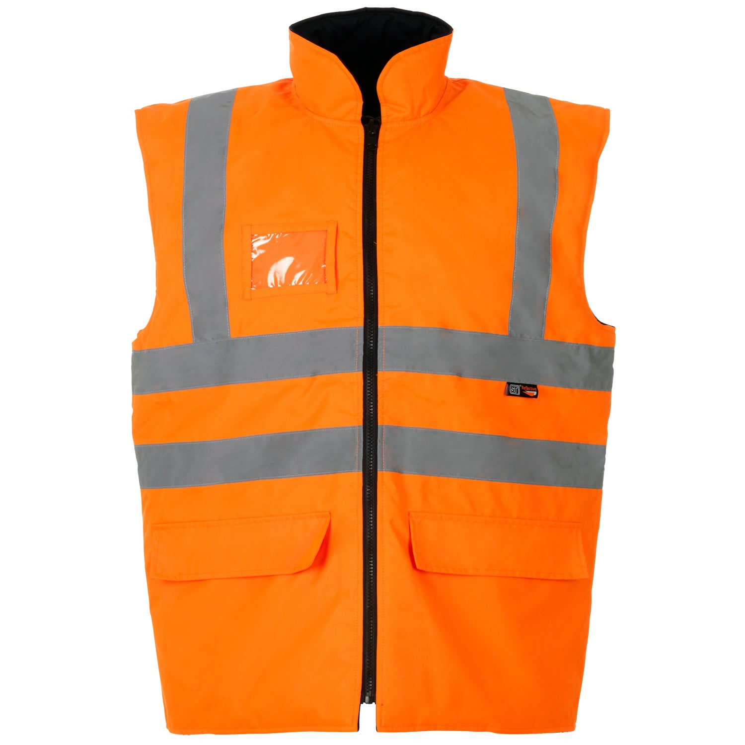 Hi Vis Orange Interactive Reversible Twill Lined Bodywarmer