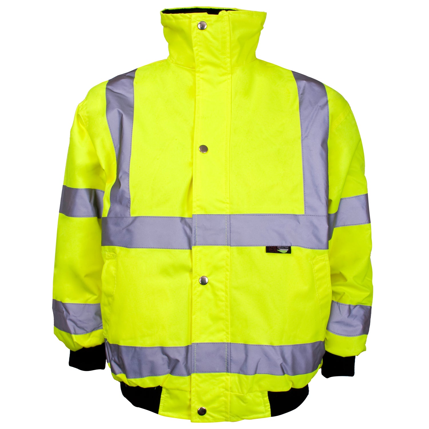 Saturn Yellow Children's Hi Vis Bomber Jacket With Storm Collar & Hood