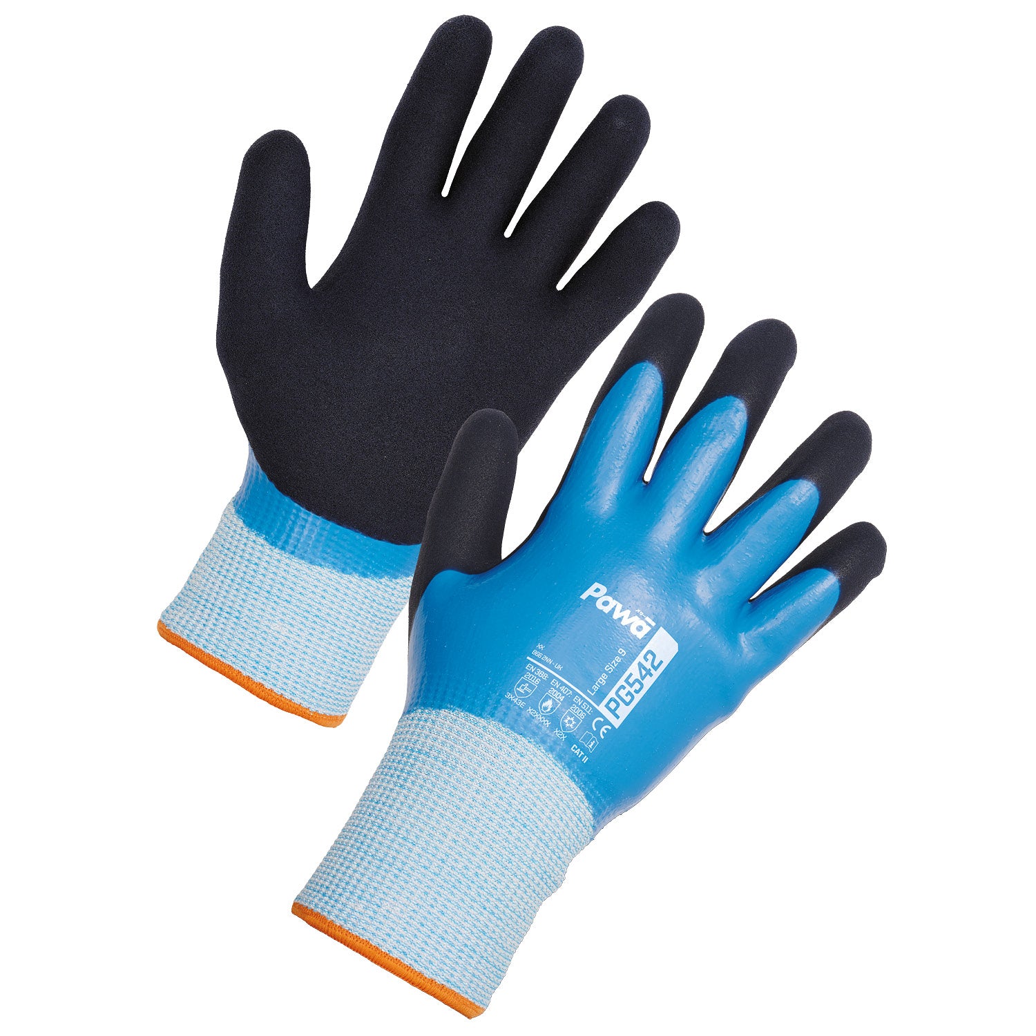 Pawa PG542 Cut Resistant - Thermal Latex Coating Blue/Black Gloves
