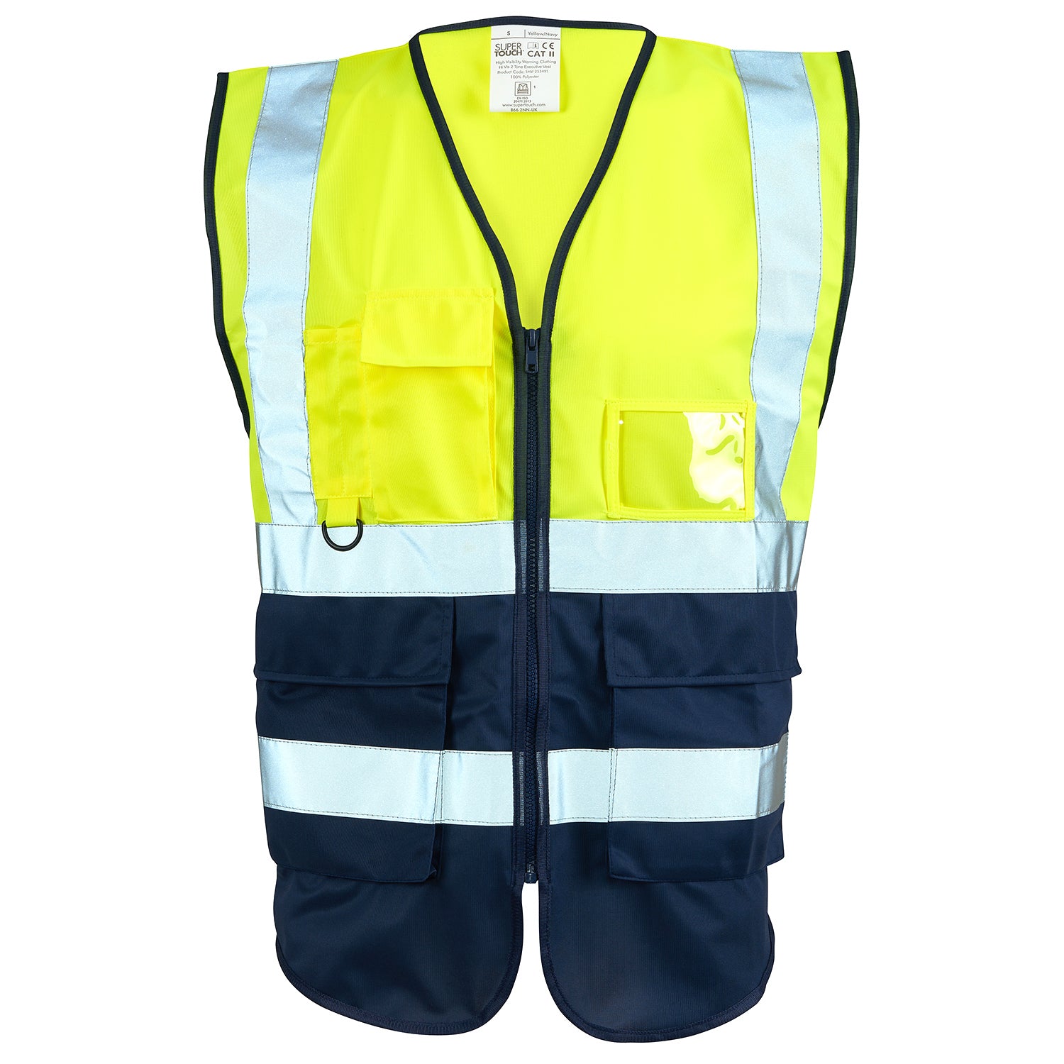 Hi Vis Executive Vest -Two Tone Yellow/ Navy - Class 1