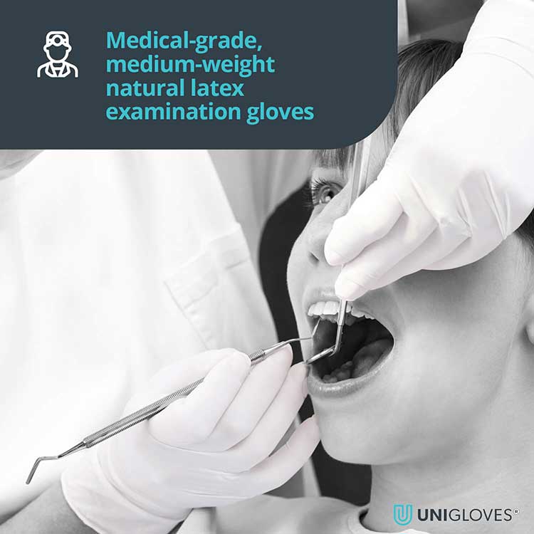 white dental latex glove
